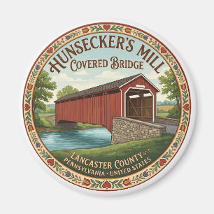 Hunsecker's Mill Gedeckte Brücke Lancaster Souveni Magnet