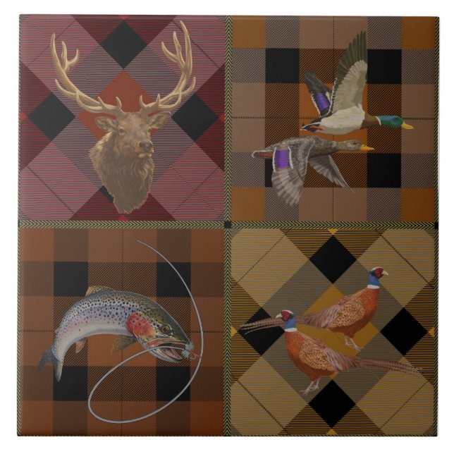 Hunt Club Kariert mit Wildlife Game Fliese (Vorderseite)