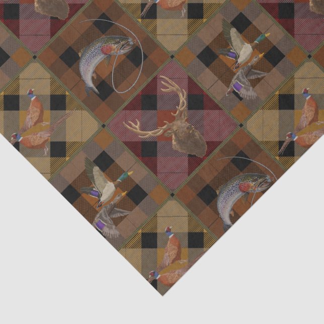 Hunt Club Kariert mit Wildlife Game Seidenpapier (Detail)