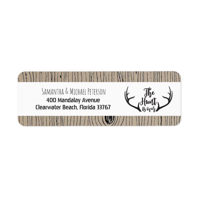 "Hunt is Over" Rustikale Antler Barnwood-Hochzeit (Vorne)