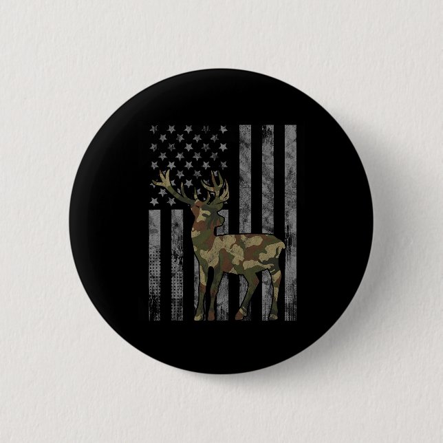 Hunter Camouflage Jagd Buck Elk American F Button (Vorderseite)