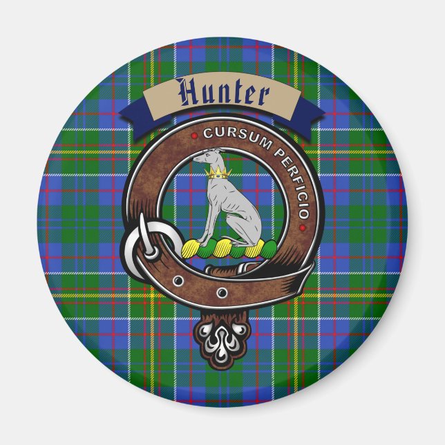 Hunter Clan Badge & Tartan Magnet (Vorne)