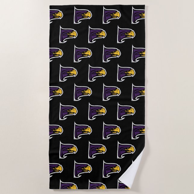 Hunter College Hawk Profil Maskottchen Strandtuch (Vorderseite)