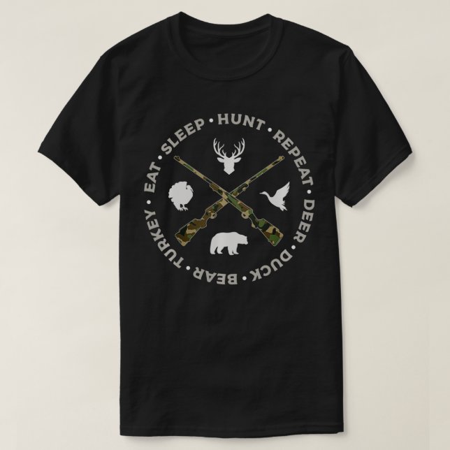 Hunter Deer Duck Bear Türkei Jagd essen Sleep Hun T-Shirt (Design vorne)