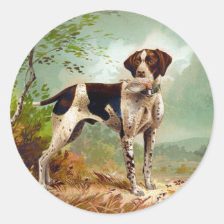 Hunter dog with bird in mouth runder aufkleber