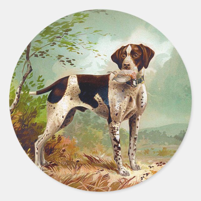 Hunter dog with bird in mouth runder aufkleber (Vorderseite)
