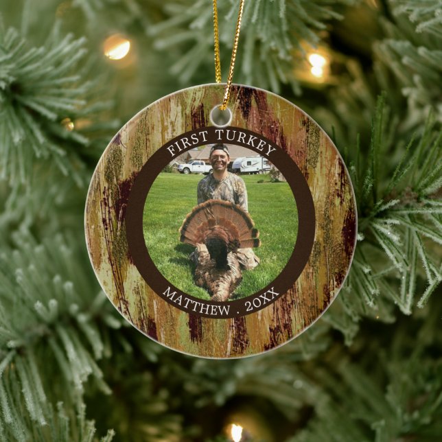 Hunter FIRST TÜRKEI Foto Camouflage Personalisiert Keramik Ornament (Baum)
