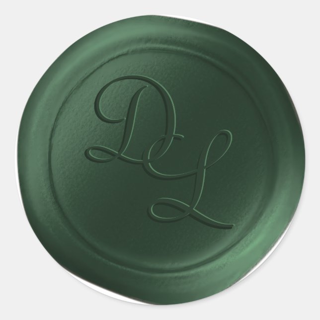 Hunter Green 2 Letter Monogram Wax Siegel Stickers (Vorderseite)