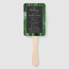 Hunter Green Agate Silver Dark Wedding Program Fächer