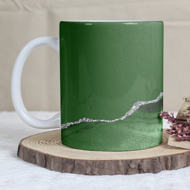Hunter Green Agate Silver Glitter Kaffeetasse (Von Creator hochgeladen)