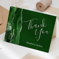 Hunter Green Agate Silver Wedding Vielen Dank
