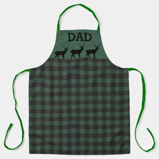 Hunter Green Buffalo Karierte Schürze für Vater (Vorderseite)