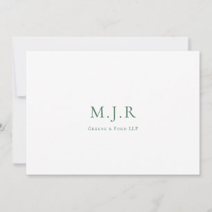 Hunter Green Business Monogramm vom Schreibtisch d Mitteilungskarte