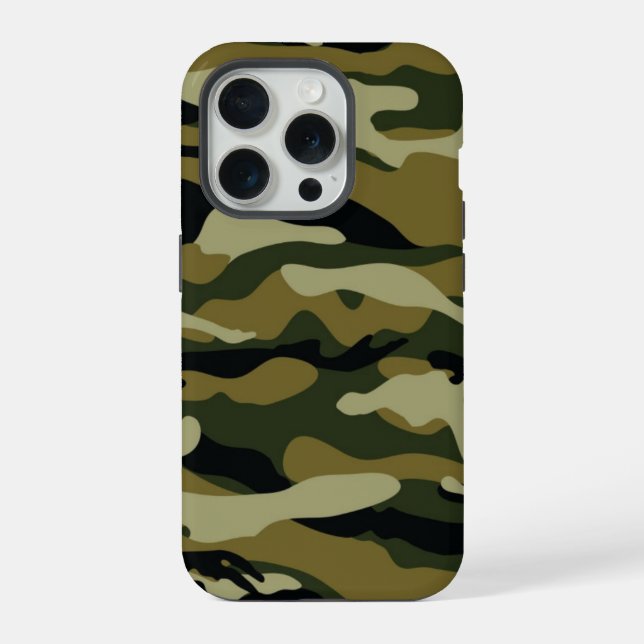 Hunter Green Camouflage iPhone 15 Pro Hülle (Rückseite)