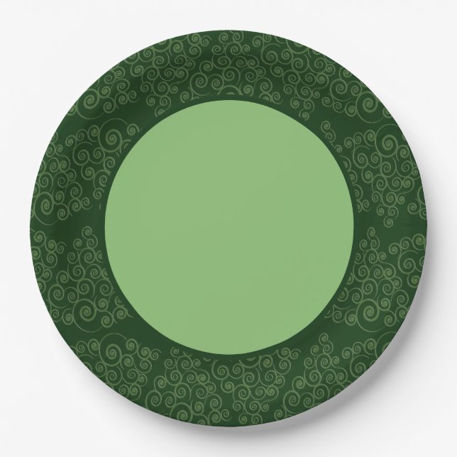Hunter Green CurlyQue Weihnachtsbaum Pappteller (Vorderseite)