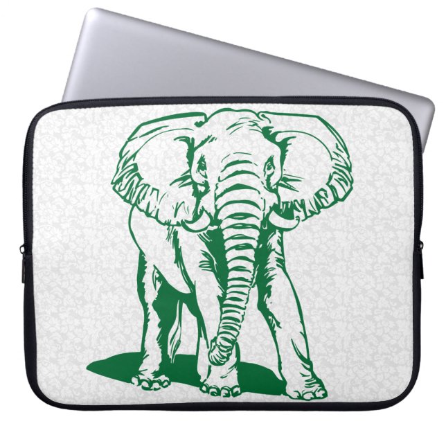 Hunter Green Elephant Line Zeichnend Notebook Laptopschutzhülle (Vorderseite)