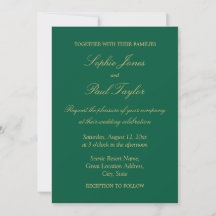 Hunter Green Golden Beige Einladung zur Hochzeit