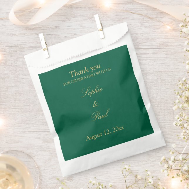 Hunter Green Golden Beige Gastgeschenk Hochzeit Geschenktütchen (Ausgeschnitten)