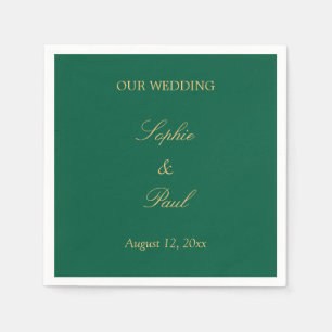 Hunter Green Golden Beige Wedding Napkins Serviette