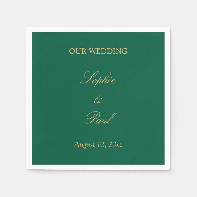 Hunter Green Golden Beige Wedding Napkins Serviette (Vorderseite)