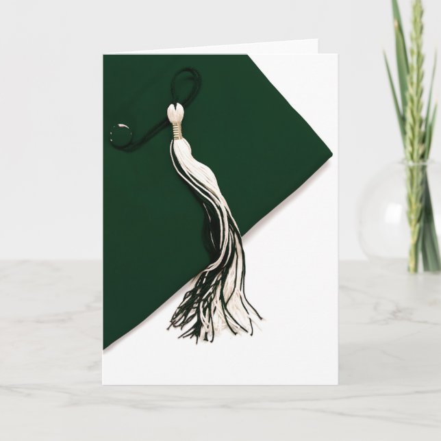 Hunter Green Graduation Cap mit Tassel Card Karte (Vorderseite)