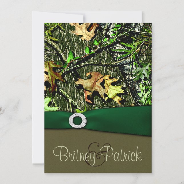 Hunter Green Hunting Camouflage Hochzeitseinladung Einladung (Vorderseite)