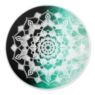 Hunter Green Mandala Keramikknauf