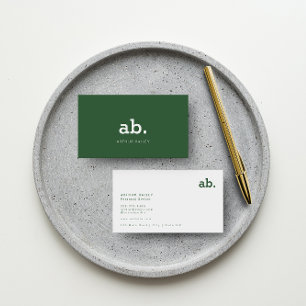 Hunter Green Monogram Modernes Minimalistisch Visitenkarte