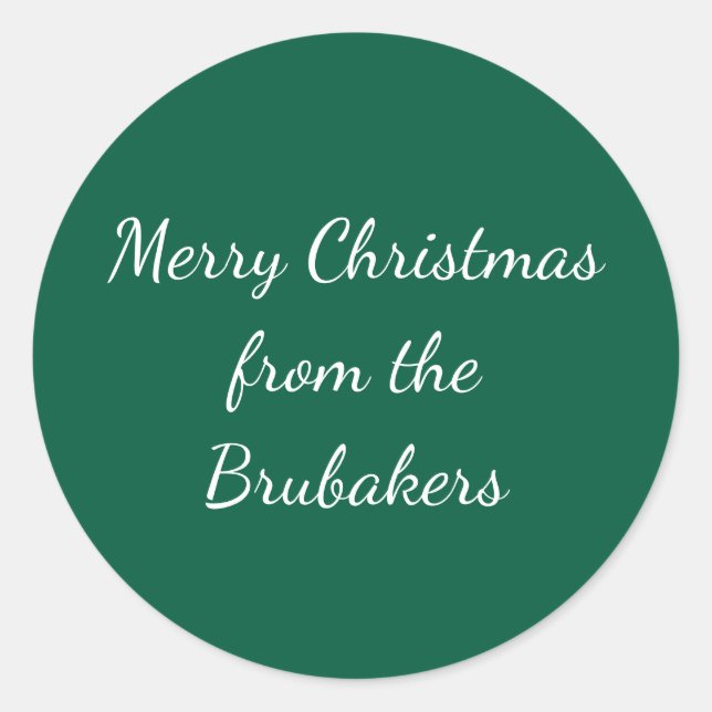 Hunter Green Personalized Christmas Envelope Runder Aufkleber (Vorderseite)