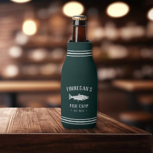 Hunter Green Rustic Fishing Kabine Personalisiert Flaschenkühler