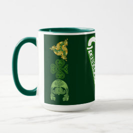 Hunter Green Saint Patrick's Day Irish Harp Celtic Tasse
