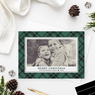 Hunter Green Tartan Kariert Frohe Weihnachtszeit F Feiertagskarte