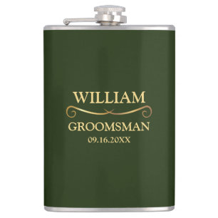 Hunter Green und Gold Vinyl Wrapped Flachmann