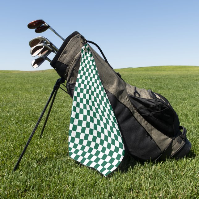 Hunter Green und Weiß Checked Golfhandtuch (Gras)