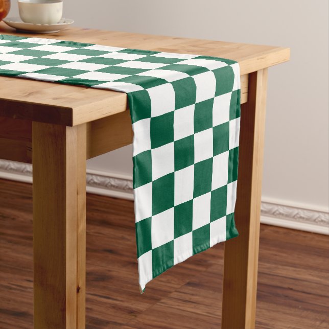 Hunter Green und Weiß Checked Großer Tischläufer (Beispiel)