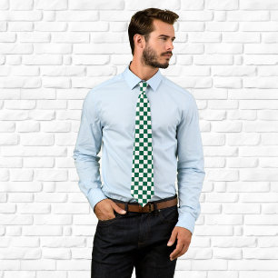 Hunter Green und Weiß Checked Krawatte