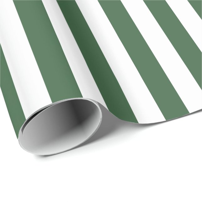 Hunter Green und White Strip Geschenkpapier (Rolleneckpunkt)