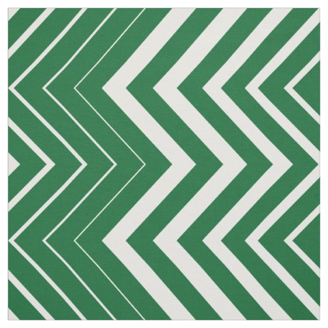 Hunter Green und White Zigzag Zickzack Stoff (Muster)