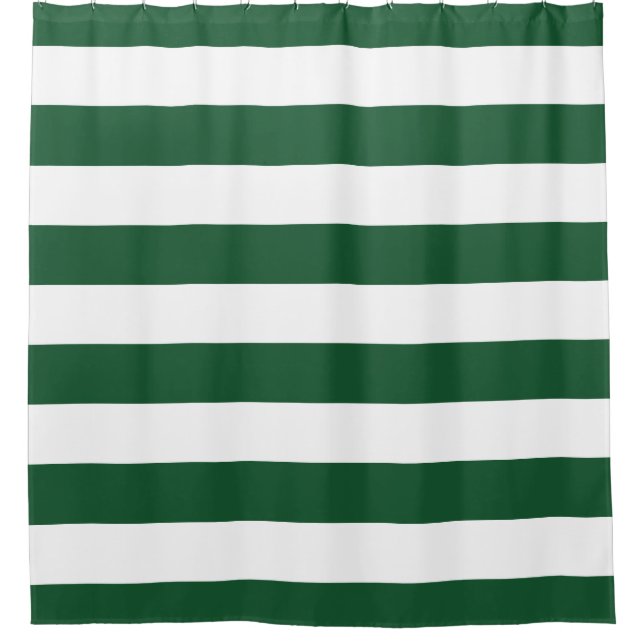 Hunter Green Wide Stripes Duschvorhang (Vorderseite)