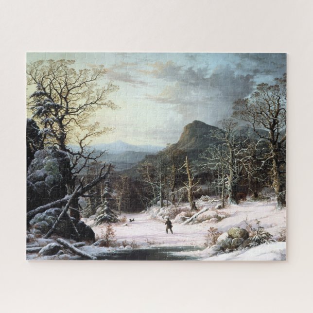 Hunter in Winter Wood George Henry Durrie (Horizontal)