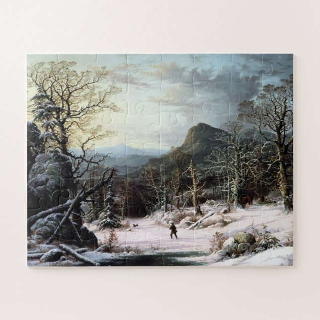 Hunter in Winter Wood George Henry Durrie (Horizontal)