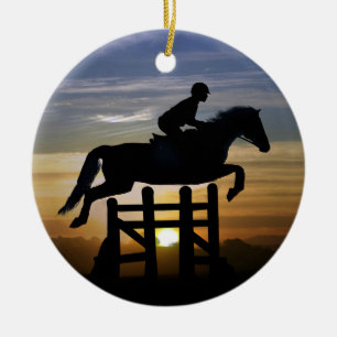Hunter Jumper Eventing Pferd und Reiter Keramik Ornament
