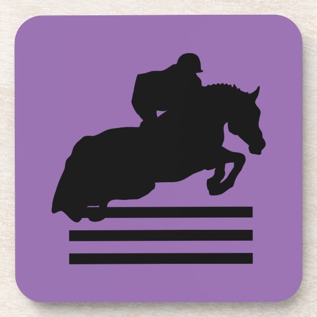 Hunter Jumper Horse and Rider Black Silhouette Untersetzer (Vorderseite)