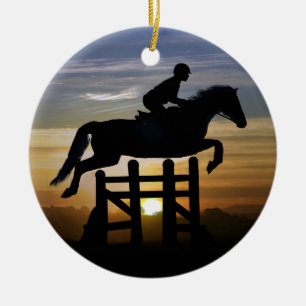 Hunter Jumper Horse and Rider Keramik Ornament