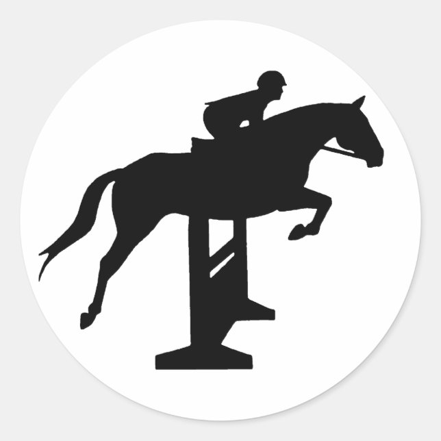 Hunter Jumper Horse & Rider Runder Aufkleber (Vorderseite)