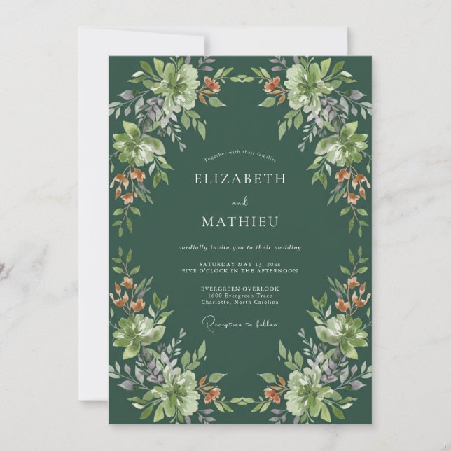 Hunter Kupfer Blatt Hochzeit Einladung (Vorderseite)