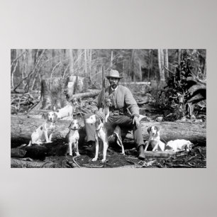 HUNTER MIT 7 HUNDERN c. 1880 Poster