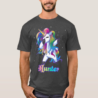 HUNTER Name Personalisiert Custom Rainbow Unicorn T-Shirt