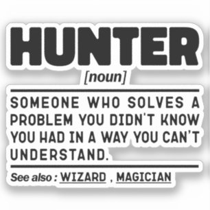 Hunter Noun Definition Jagd Sarcasm Lover Cool Aufkleber