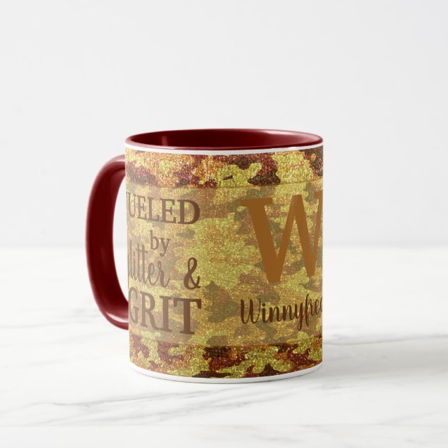 Hunter Orange Camouflage Glitter Camo Name Tasse (Vorderseite Links)